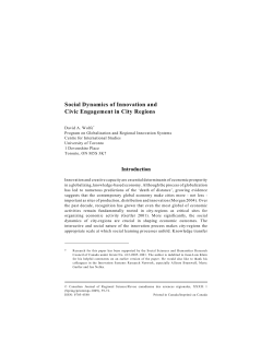 Social Dynamics of Innovation and - Canadian Journal of Regional