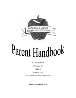 Parents` and Guardians` Handbook - Wellesley Cooperative Preschool