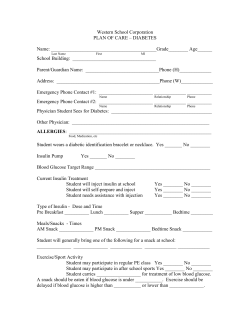 Diabetes Care Plan Form - Western School Corporation
