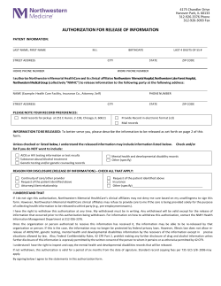 AUTHORIZATION FOR RELEASE OF INFORMATION