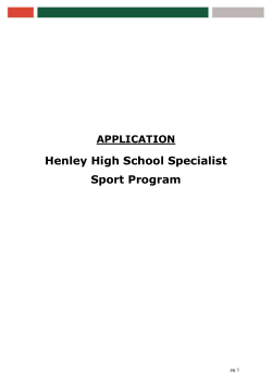 APPLICATION Henley High School Specialist Sport Program