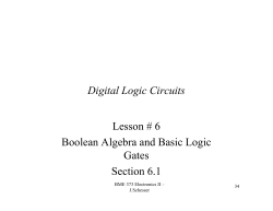 Digital Logic Circuits Lesson # 6 Boolean Algebra and Basic Logic