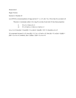 Homework 6 Regen Torrens Section 6.1 Number 25 Let f:R&rarr;S be a