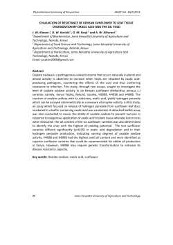 evaluation of resistance of kenyan sunflower to leaf tissue