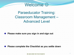 PARAEDUCATOR TRAINING - Santa Clara County Office of Education