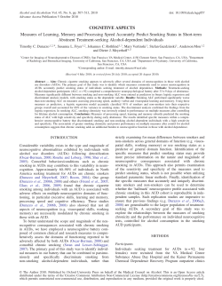 COGNITIVE ASPECTS Measures of Learning, Memory and