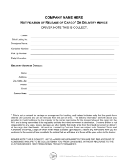 Confirmation of Customs Clearance (00322764)