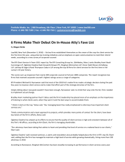 6 Firms Make Their Debut On In-House Atty`s Fave List