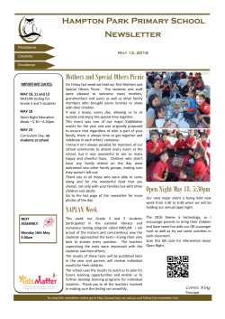 Hampton Park Primary School Newsletter Open Night May 18, 5