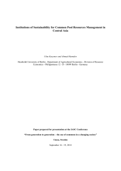Institutions of Sustainability for Common Pool Resources