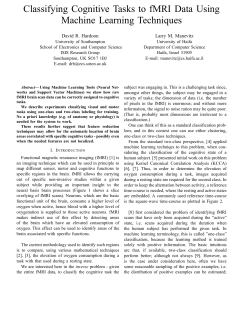 Classifying Cognitive Tasks to fMRI Data Using Machine Learning