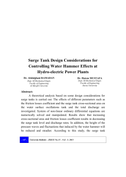 Surge Tank Design Considerations for Controlling Water Hammer