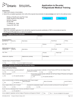 Application to Re-enter Postgraduate Medical Training