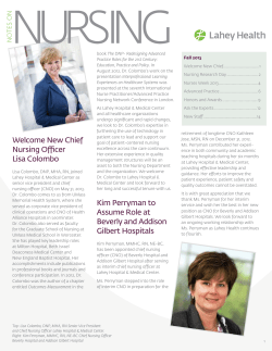 New Chief Nursing Officer Lisa Colombo Kim Perryman to Assume