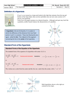 Standard Form of the Hyperbola