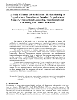 A Study of Nurses` Job Satisfaction