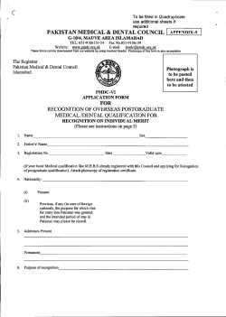 Application for Recognition of overseas postgraduate medical/dental