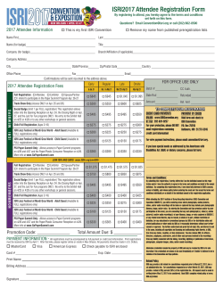 ISRI2017 Attendee Registration Form