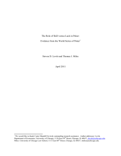The Role of Skill versus Luck in Poker: Evidence from