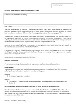 Form A2: Application for cremation of a stillborn baby Crematorium