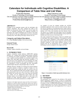 Calendars for Individuals with Cognitive Disabilities