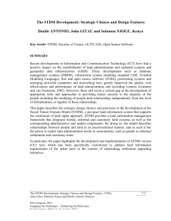 The STDM Development: Strategic Choices and Design Features