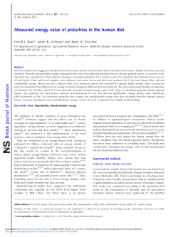 Measured energy value of pistachios in the human diet