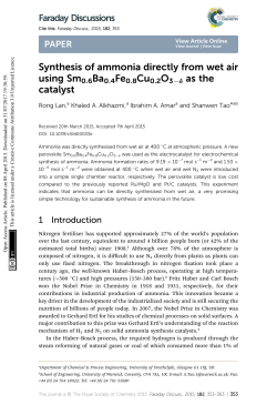 Synthesis of ammonia directly from wet air using