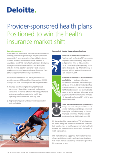 Provider-sponsored health plans Positioned to win the