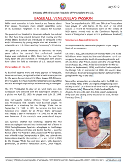 BASEBALL: VENEZUELA`S PASSION