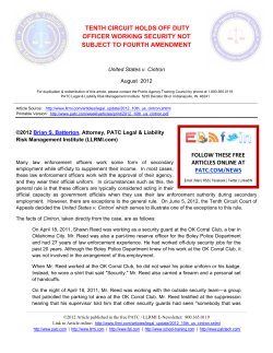 tenth circuit holds off duty officer working security not subject to