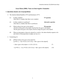 Irene Heim (2000): Notes on Interrogative