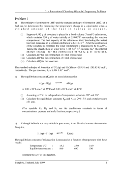 Physical Chemistry - Scheikundeolympiade