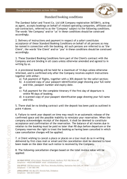 Standard booking conditions Zambezi UK