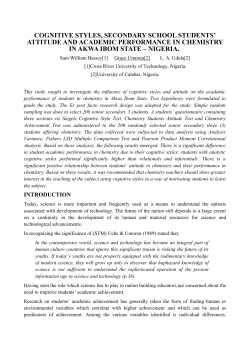 cognitive styles, secondary school students` attitude and academic