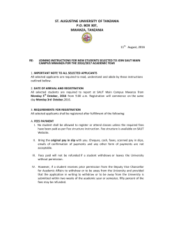 st. augustine university of tanzania po box 307, mwanza, tanzania