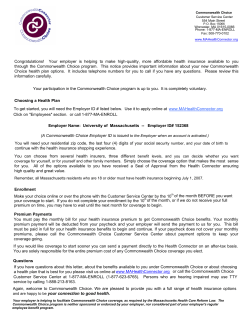 Commonwealth Choice Customer Service Center