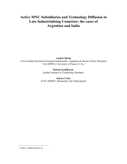 Active MNC Subsidiaries and Technology Diffusion in Late