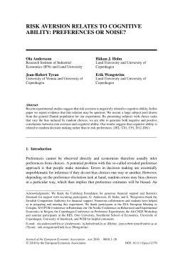 RISK AVERSION RELATES TO COGNITIVE ABILITY