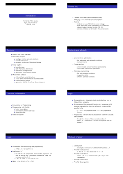 Introduction General info Contents Contents and schedule