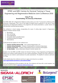 EPSRC and MRC Centres for Doctoral Training in Tissue
