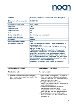 Installing First Fixing Components in the Workplace
