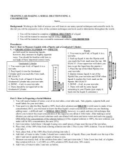 TRAINING LAB-MAKING A SERIAL DILUTION/USING A