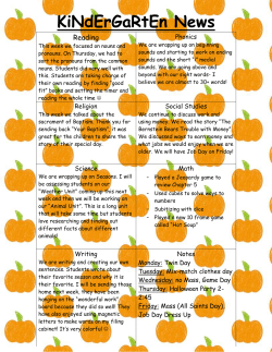 KiNdErGaRtEn News - Holyland Catholic School