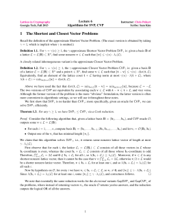 1 The Shortest and Closest Vector Problems