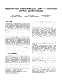 Model Inversion Attacks that Exploit Confidence Information and
