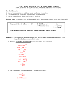 LESSON 24 (3.5) EXPONENTIAL AND LOGARITHMIC MODELS