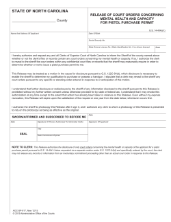 AOC-SP-917 – Court Order Release for Pistol Handgun Permit