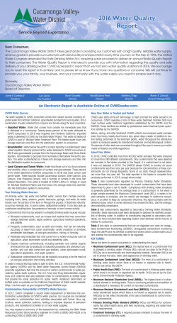 2016 Water Quality Report - Cucamonga Valley Water District