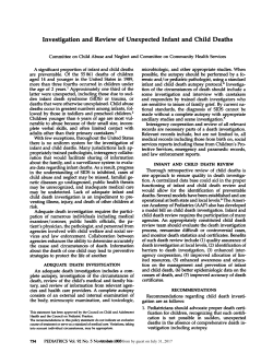 Investigation and Review of Unexpected Infant and